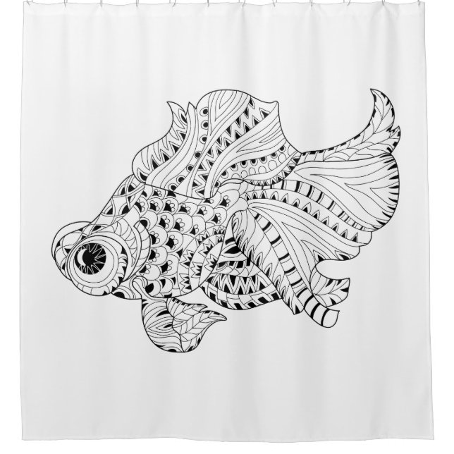 Fish Doodle Shower Curtain (Front)
