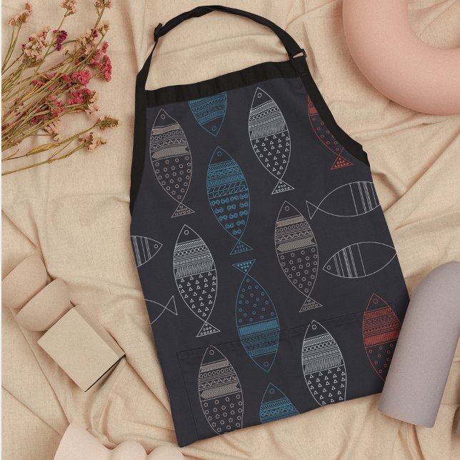 Fish Drawing Pattern Apron (apron)