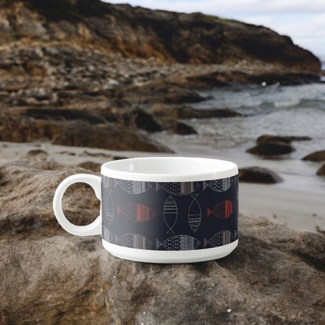 Fish Drawing Pattern Bowl (Chili Bowl)