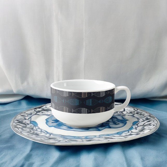 Fish Drawing Pattern Soup Mug (Soup Mug)