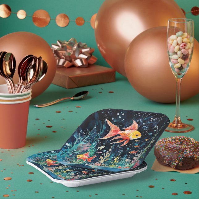 Fish Dreamland, aquarium perfection, Paper Plates (Multi)