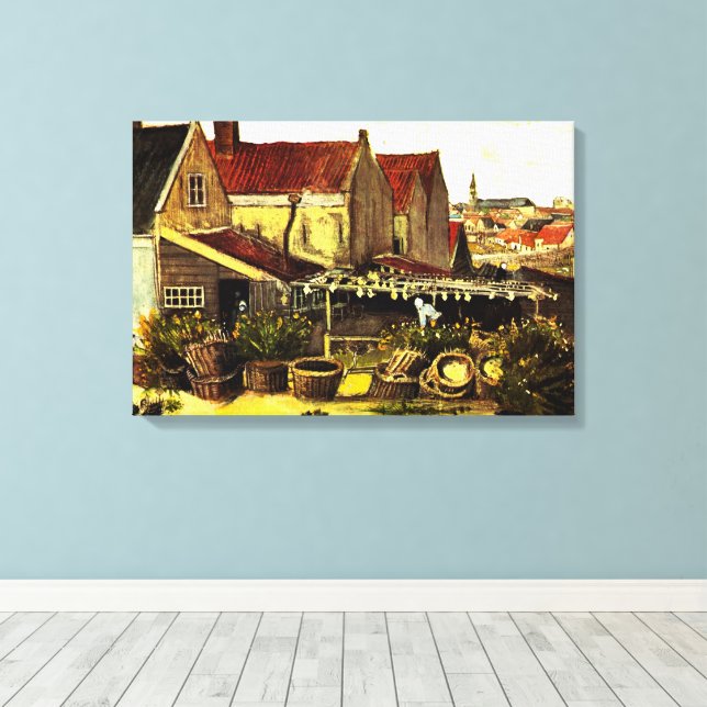 Fish Drying Barn by Vincent van Gogh Canvas Print (Insitu(Wood Floor))