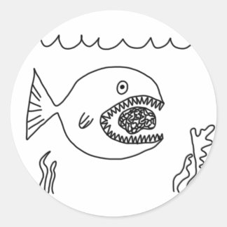 Fish Eats Brain Classic Round Sticker