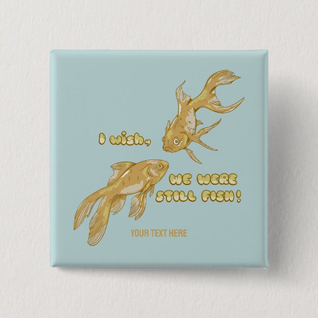 Fish evolution funny goldfish button (Front)