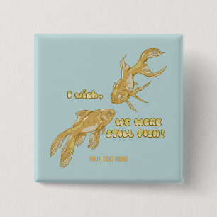 Fish evolution funny goldfish button