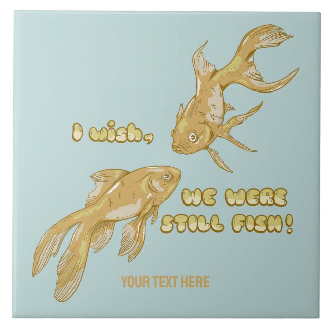 Fish evolution funny goldfish ceramic tile (Front)