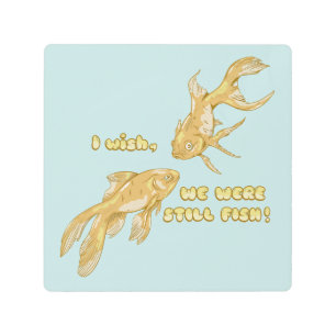 Fish evolution funny goldfish metal print