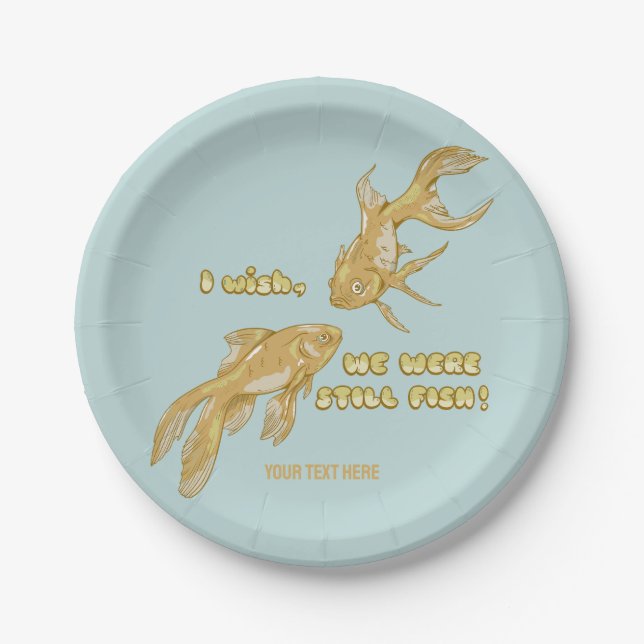 Fish evolution funny goldfish paper plates (Front)