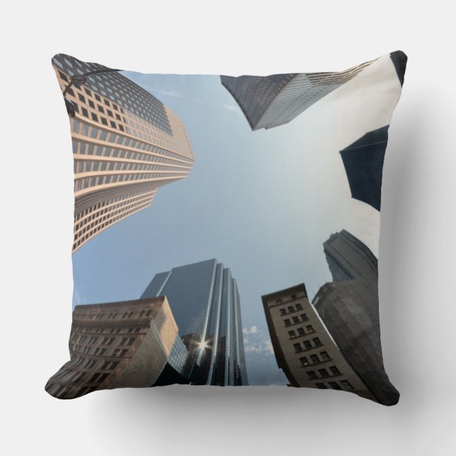 Fish-eye lens of building, Boston, US Throw Pillow (Front)