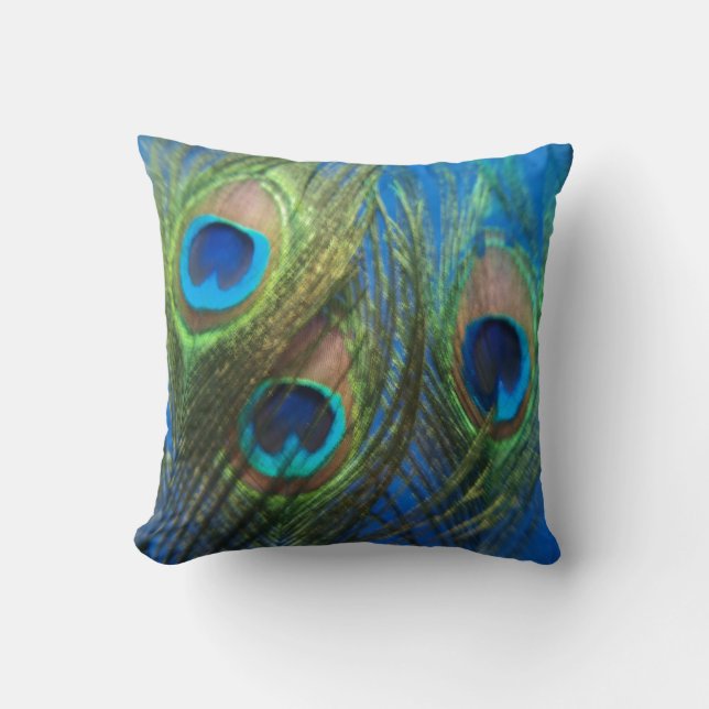 Fish Eye Peacock Still Life Throw Pillow (Front)