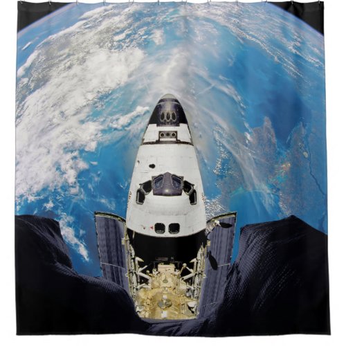 Fish Eye View Space Shuttle Atlantis Earth Orbit Shower Curtain