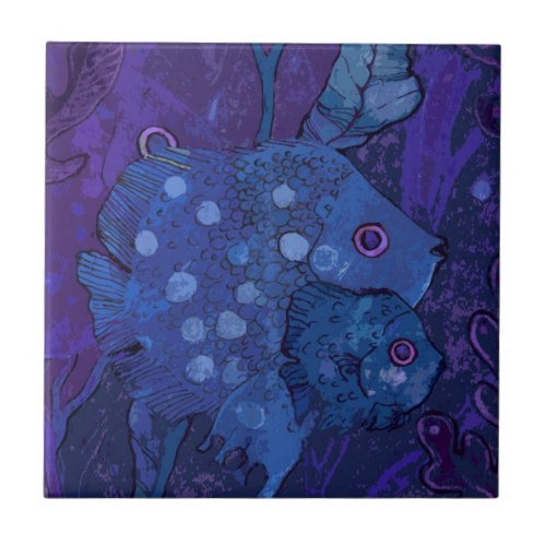 Fish Family Ceramic Tile