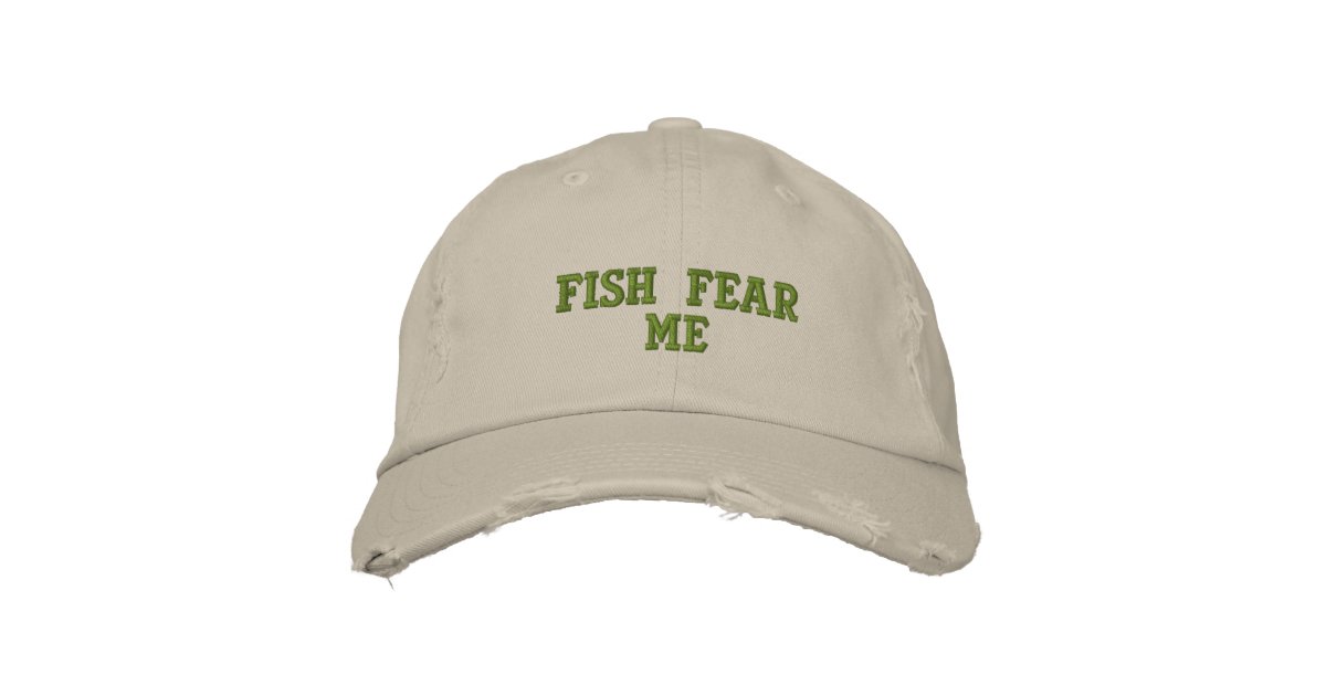 Fish fear me embroidered baseball hat