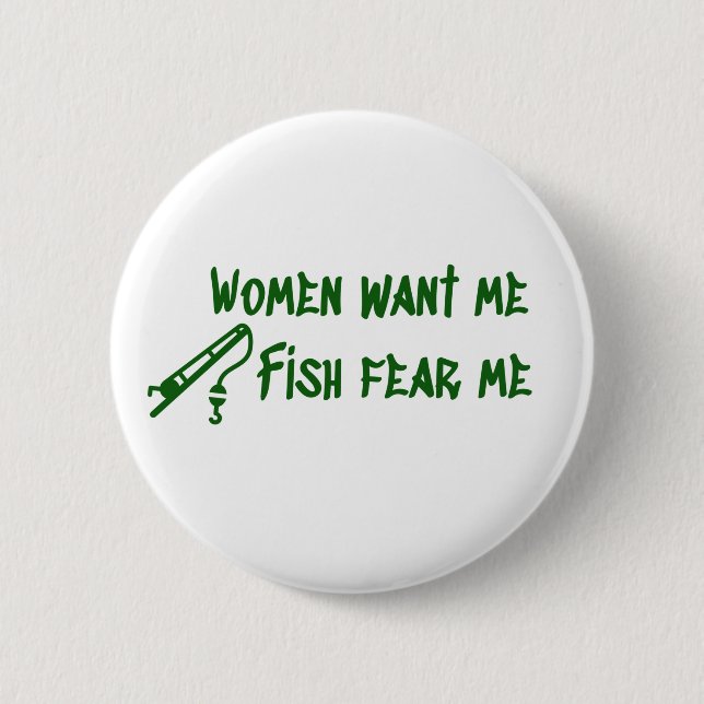 Fish Fear Me, Fishing Fisher Button (Front)