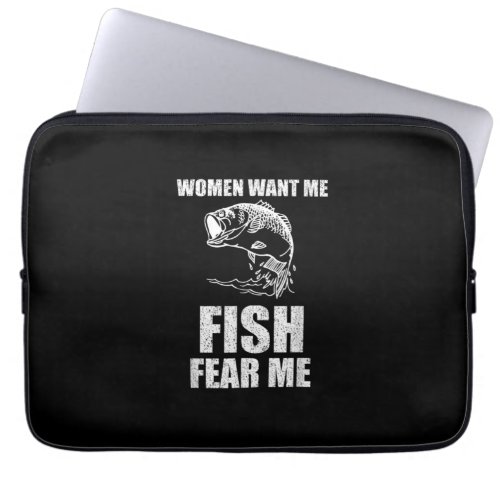 Fish Fear Me Fishing Funny Fishing Lover Gift Laptop Sleeve