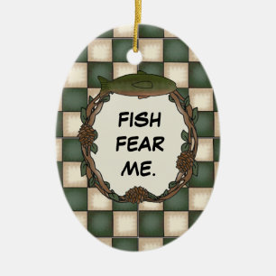 Fish Fear Me Funny Fishing Personalized Photo Ceramic Ornament