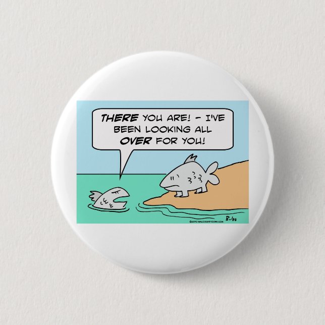 fish feet evolution looking all over pinback button (Front)