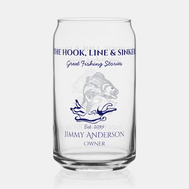 Fish Fishing Fisherman Drinkware Can Beer Glass (Front)