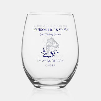 Fish Fishing Fisherman Drinkware Cocktail Stemless Wine Glass