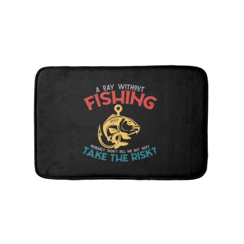 fish fishing fishing rod lake bath mat