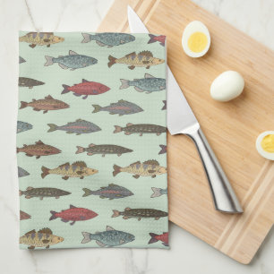 Fish Fishing Kitchen Towel