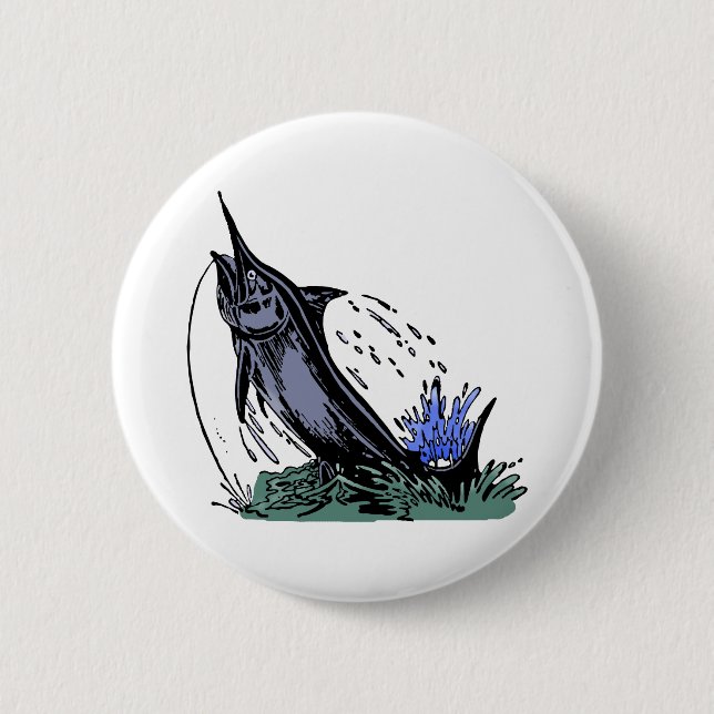 fish fishing rod pinback button (Front)