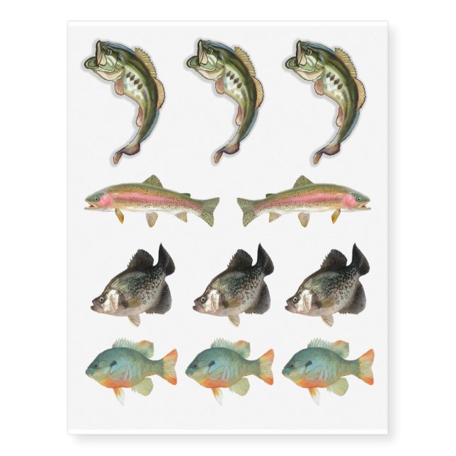 Fish Fishing Temporary Tattoos (Front)