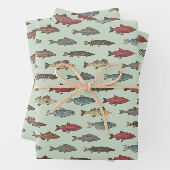 Fish Fishing Wrapping Paper Sheets (In situ)