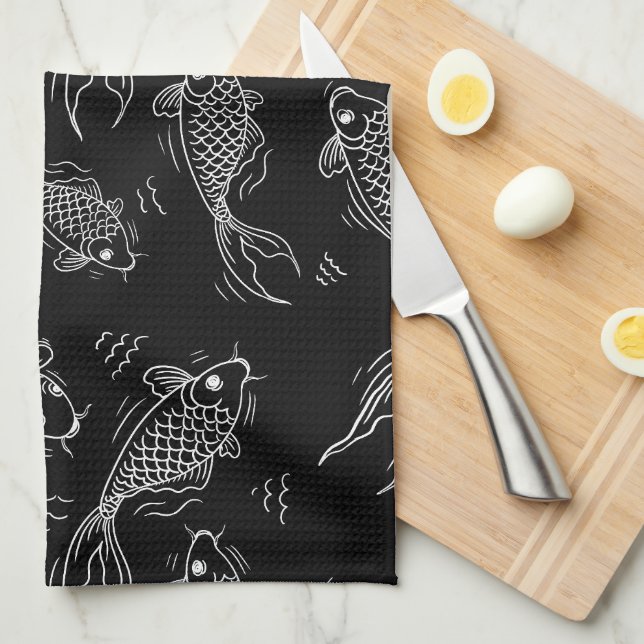 fish fishmonger seafood caviar cuts kitchen towel (Quarter Fold)