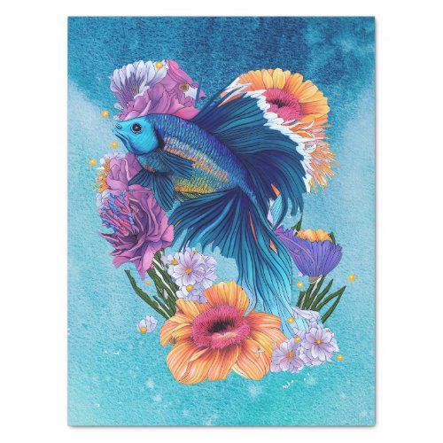 Fish Floral Fresh Water Tropical Watercolor Tissue Paper