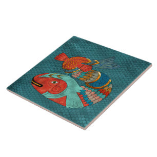 Fish Folk Ceramic Tile
