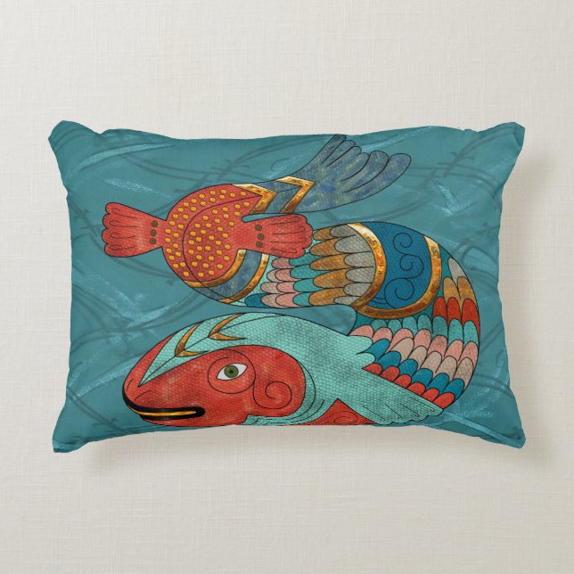 Fish Folk Decorative Pillow (Front)