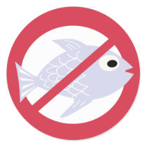 Fish Free No Fish Symbol Red Allergen Classic Round Sticker