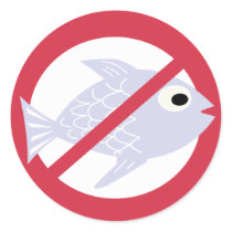 Fish Free No Fish Symbol Red Allergen Classic Round Sticker