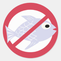 Fish Free No Fish Symbol Red Allergen Classic Round Sticker