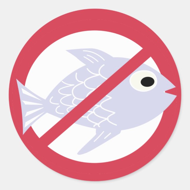 Fish Free No Fish Symbol Red Allergen Classic Round Sticker (Front)