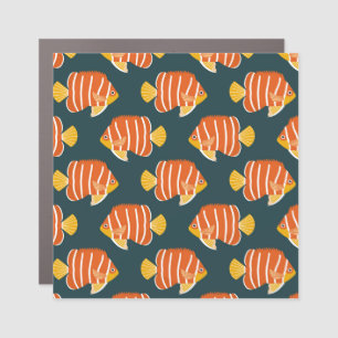 Fish Frenzy: Vintage Seamless Design Car Magnet