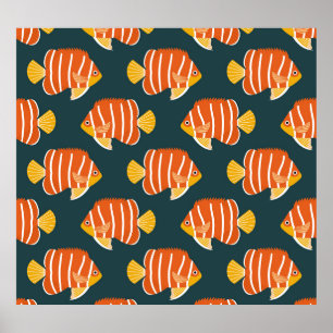 Fish Frenzy: Vintage Seamless Design Poster