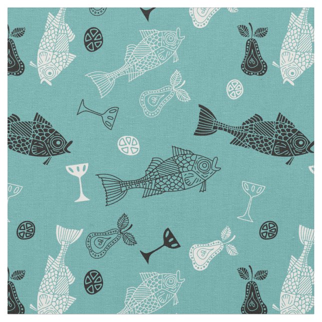 Fish & Fruit Fabric (Close Up)