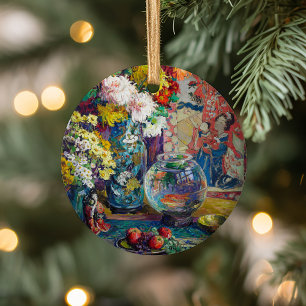 Fish, Fruits, and Flowers Kathryn E. Cherry Ceramic Ornament