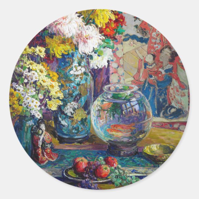 Fish, Fruits, and Flowers | Kathryn E. Cherry Classic Round Sticker (Front)