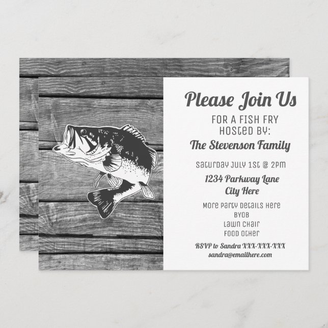 Fish Fry Backyard Summer BBQ Party Invitation (Front/Back)