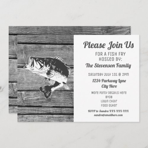 Fish Fry Backyard Summer BBQ Party Invitation