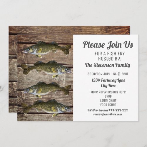 Fish Fry Backyard Summer BBQ Party Invitation