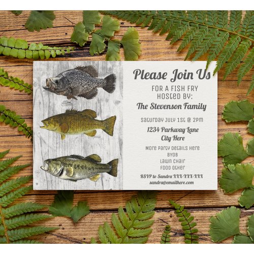 Fish Fry Backyard Summer BBQ Party Invitation