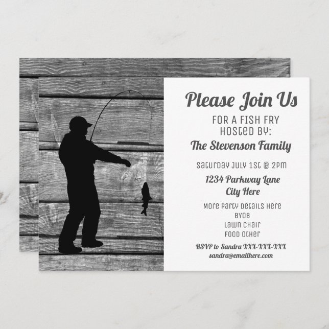 Fish Fry Backyard Summer BBQ Party Invitation (Front/Back)