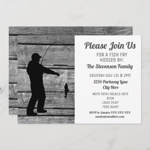 Fish Fry Backyard Summer BBQ Party Invitation