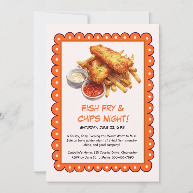 Fish Fry & Chips – Casual Seafood Party Invitation (Front)