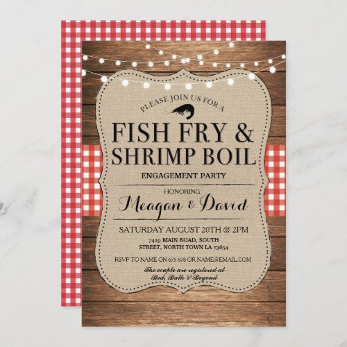 Fish Fry Engagement Party Shower Shrimp Boil Invitation