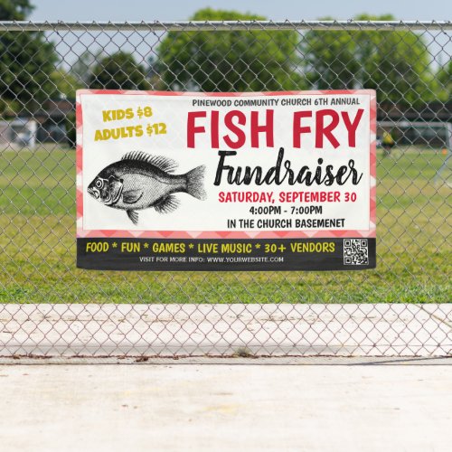 Fish Fry Fundraiser Banner with qr code